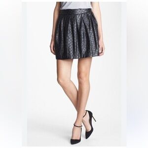Banana Republic Faux Leather Black Quilted Mini Skirt